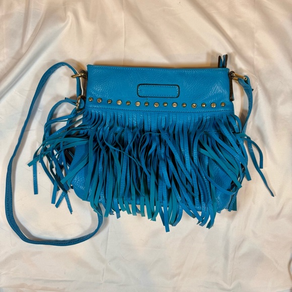 Boho Turquoise Fringe Crossbody Bag Studded Festival Western Coastal Cowgirl - Picture 9 of 9